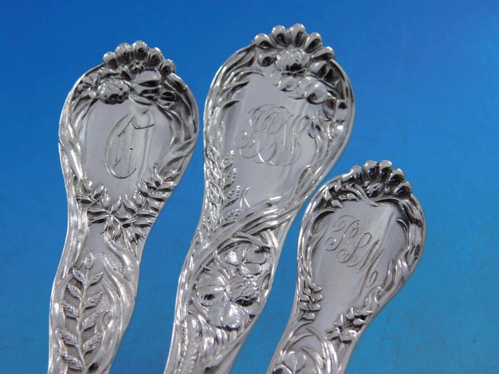 19th Century Meadow by Gorham Sterling Silver Flatware Set for 12 Service 65 pieces Dinner For Sale