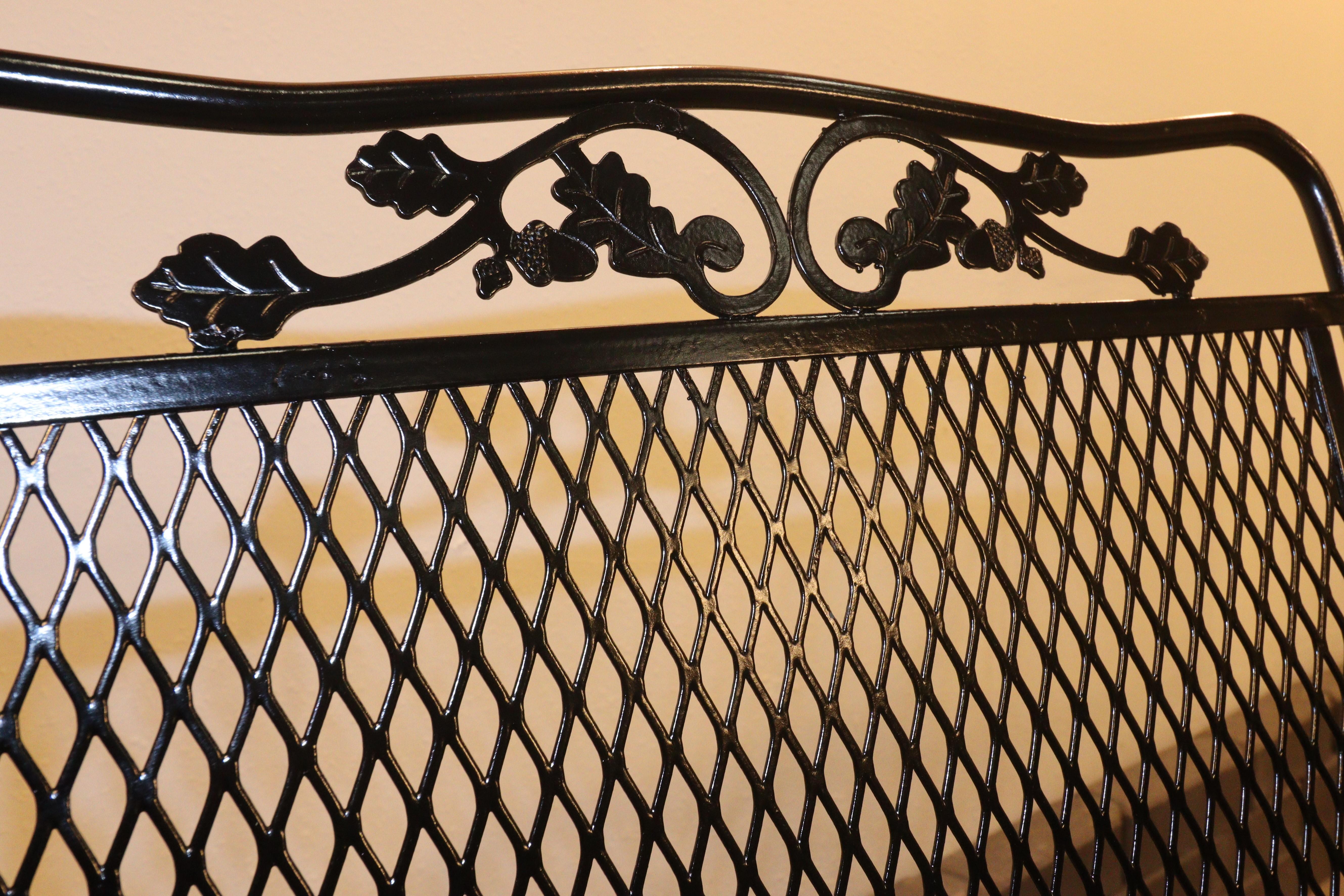Meadow Craft Acorn and Oak Leaf Wrought Iron Family Patio Set Six Chairs and Tab For Sale 6