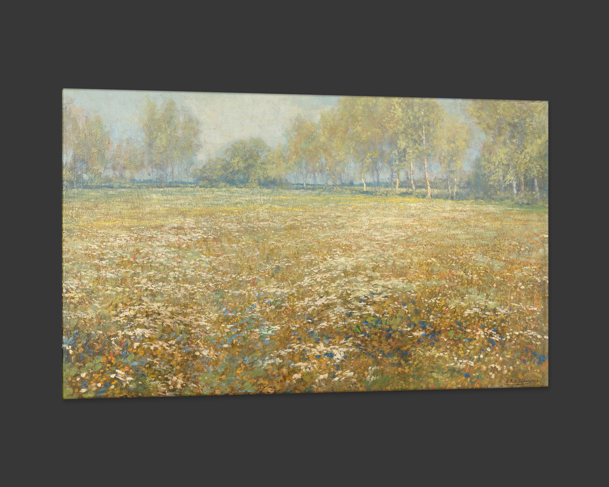 Dutch Meadow in Bloom, after Impressionist Artist Egbert Schaap, Belle Époque Era For Sale