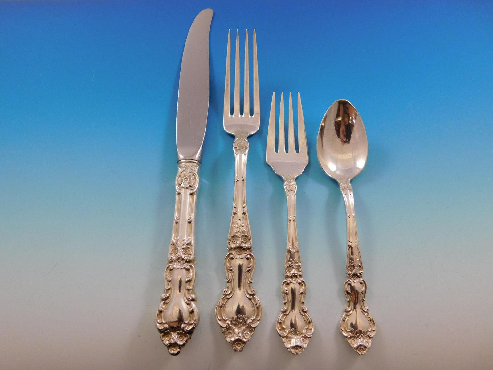 American Meadow Rose by Wallace Sterling Silver Flatware Service for 18 Set 95 Pcs Dinner