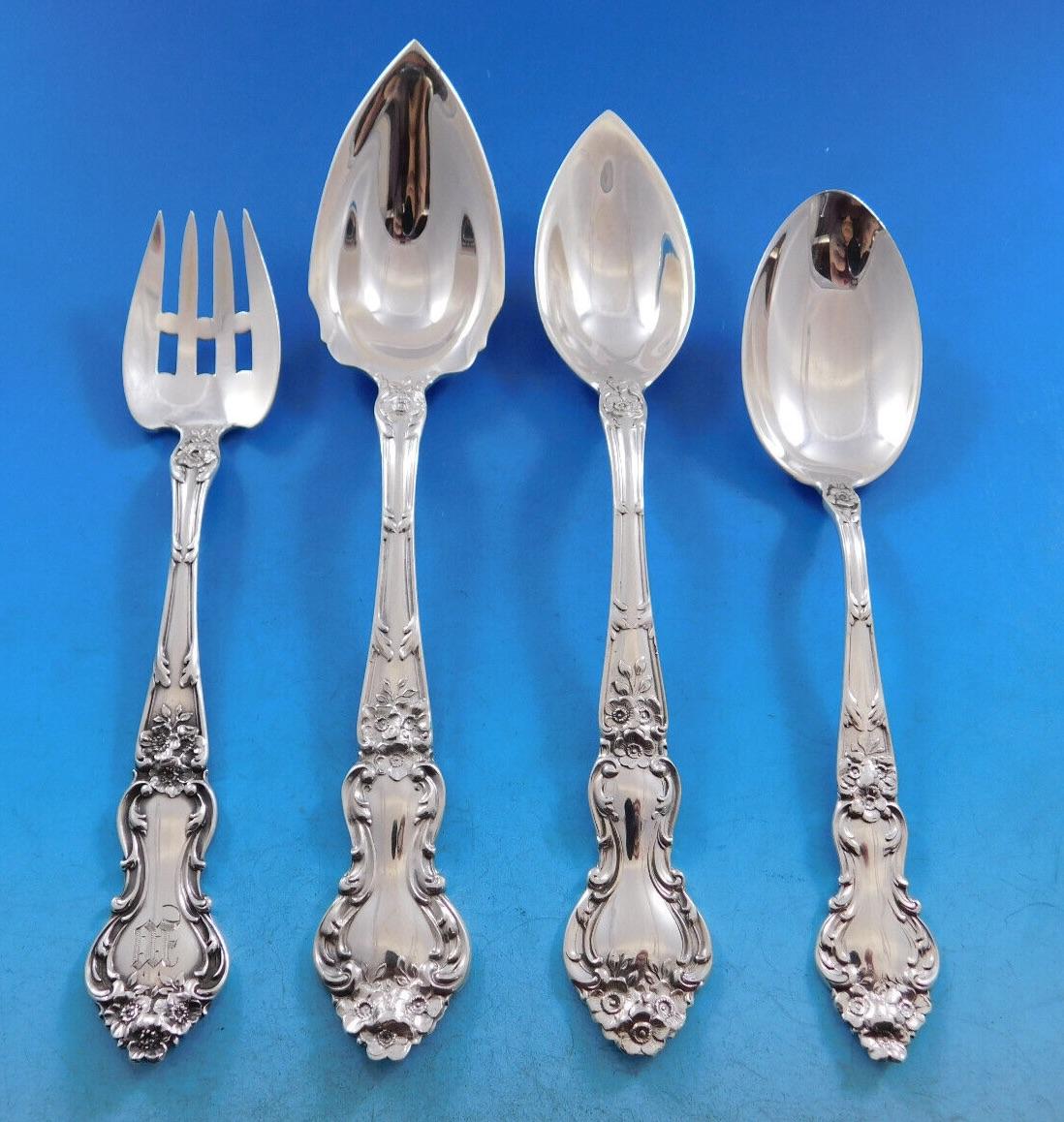 Meadow Rose by Wallace Sterling Silver Flatware Set for 12 Service 225 Pieces For Sale 4
