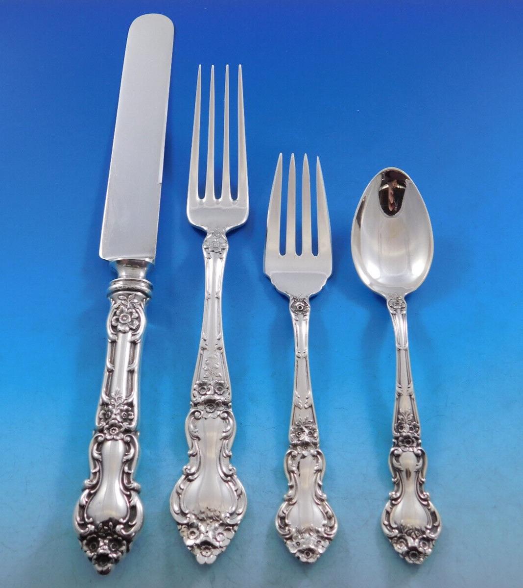 Meadow Rose by Wallace Sterling Silver Flatware Set for 12 Service 225 Pieces For Sale 5