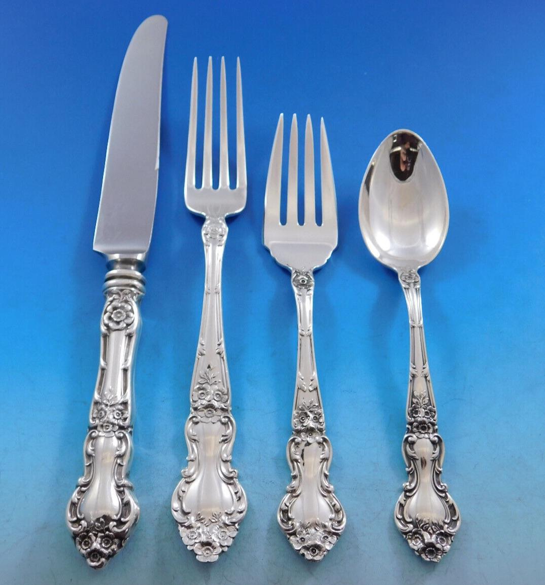 Meadow Rose by Wallace Sterling Silver Flatware Set for 12 Service 225 Pieces For Sale 6