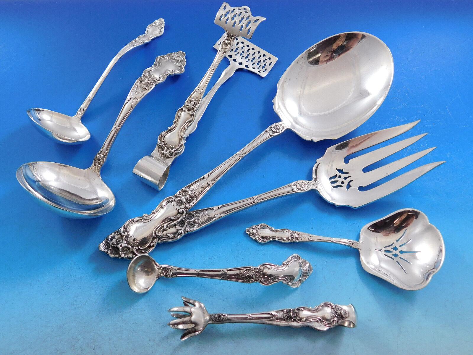 American Meadow Rose by Wallace Sterling Silver Flatware Set for 12 Service 225 Pieces For Sale