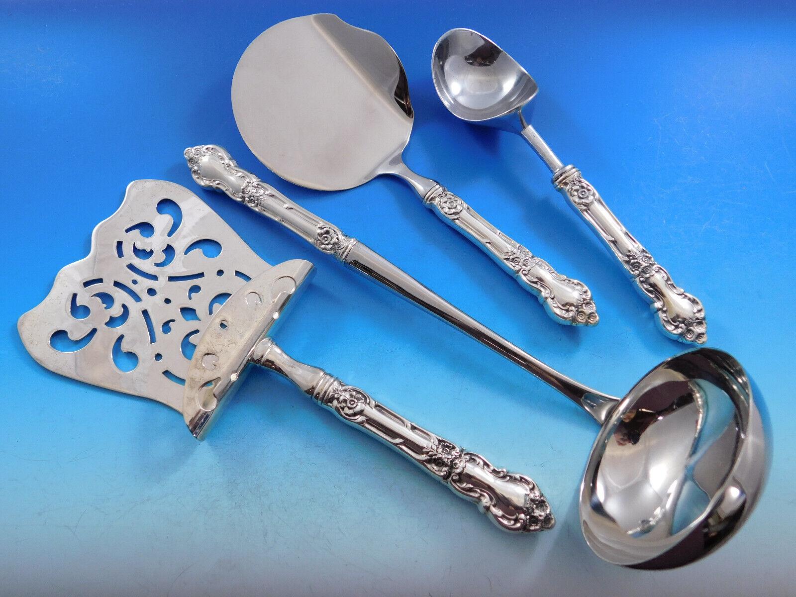 20th Century Meadow Rose by Wallace Sterling Silver Flatware Set for 12 Service 225 Pieces For Sale