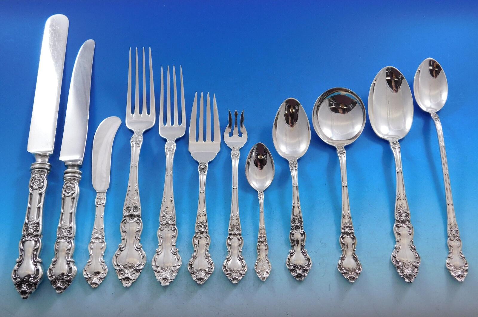 Meadow Rose by Wallace Sterling Silver Flatware Set for 12 Service 225 Pieces 3