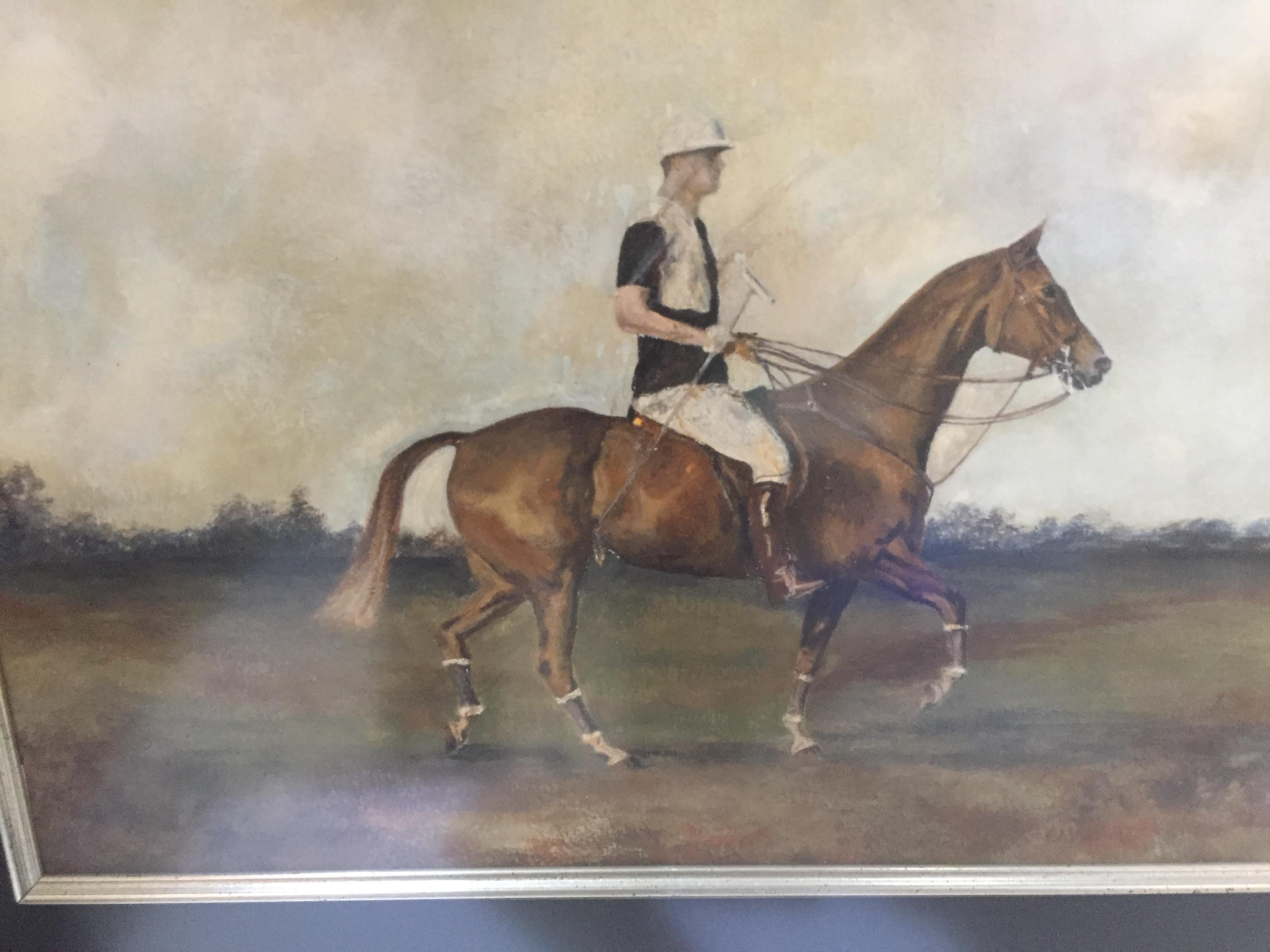 Attributed to George Denholm Armour 

image 11 x 14 watercolor & gouache

Text on back of painting says:
Meadowbrook Polo Club
US Open Championship
1929 Champions The Hurricanes
Stephen Sanford
Goadby Loew

The Meadowbrook Polo Club