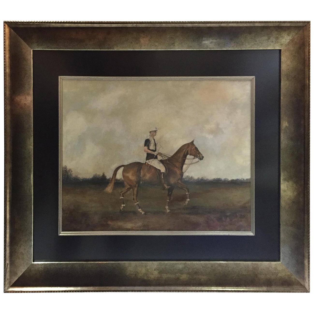 Peinture du championnat de polo du Meadowbrook Polo Club 1929 représentant l'équipe gagnante des « Hurricanes » en vente