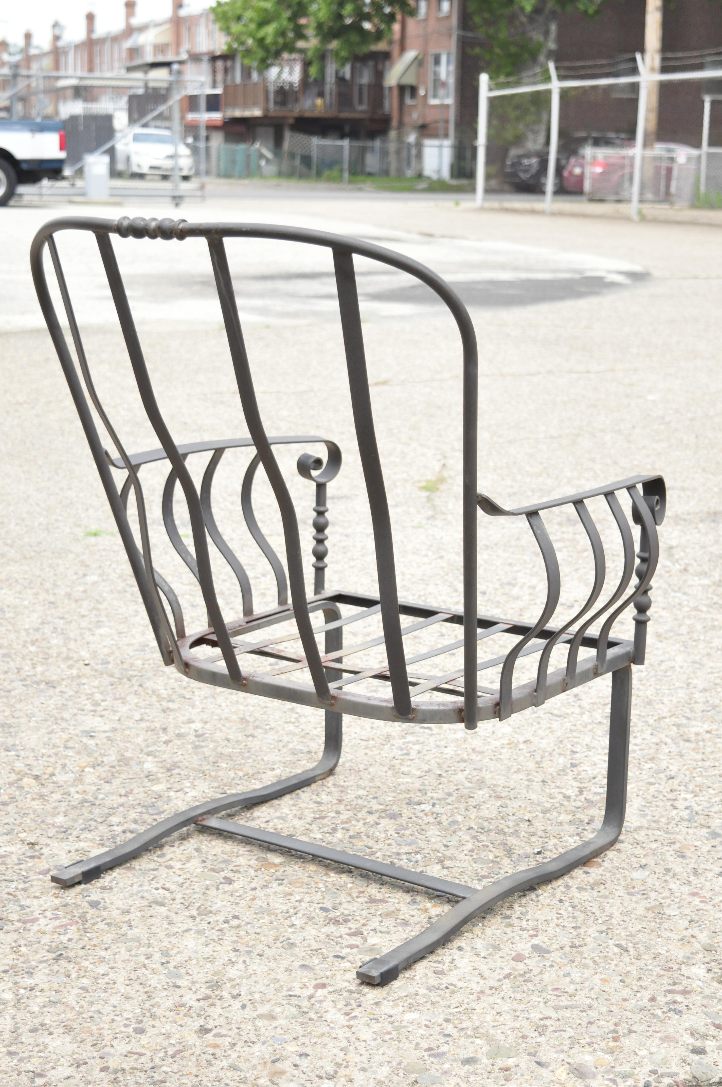 Meadowcraft Athens Deep Seating Wrought Iron High Back Spring Patio Lounge Chair 2