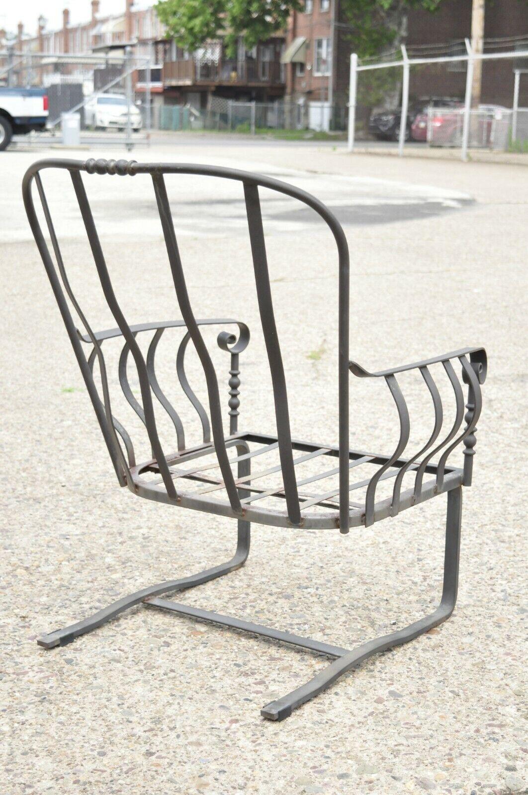 Meadowcraft Athens Deep Seating Wrought Iron High Back Spring Patio Lounge Chair im Angebot 4