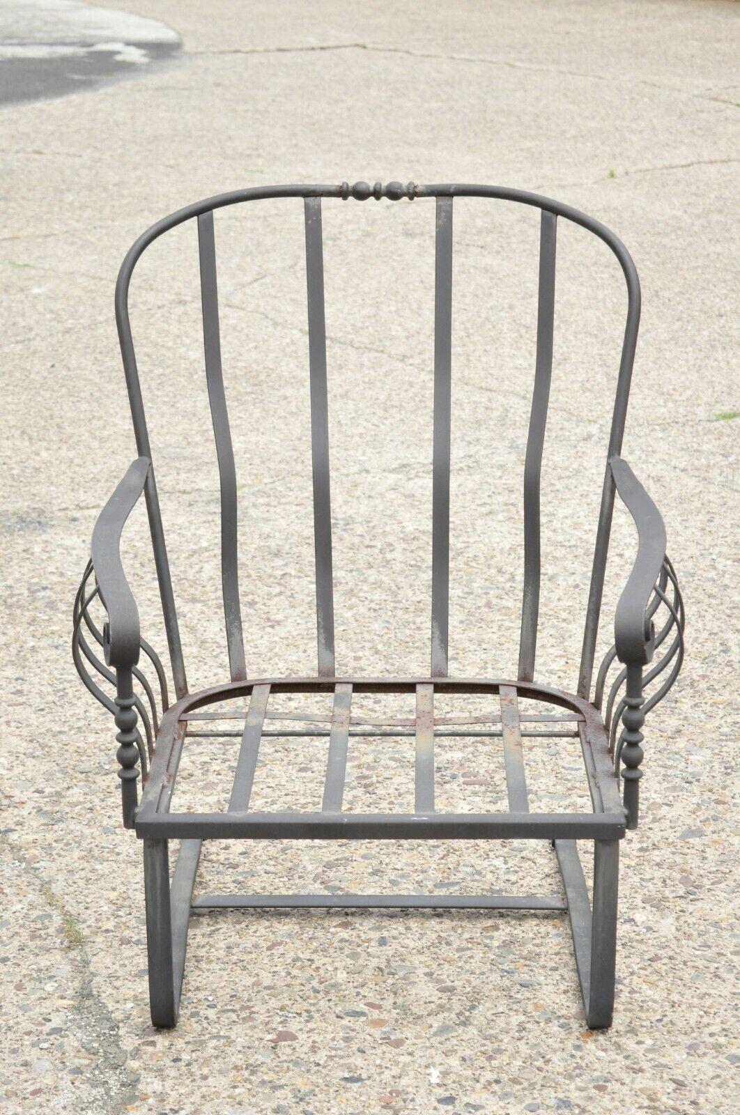 Meadowcraft Athens Deep Seating Wrought Iron High Back Spring Patio Lounge Chair im Angebot 5