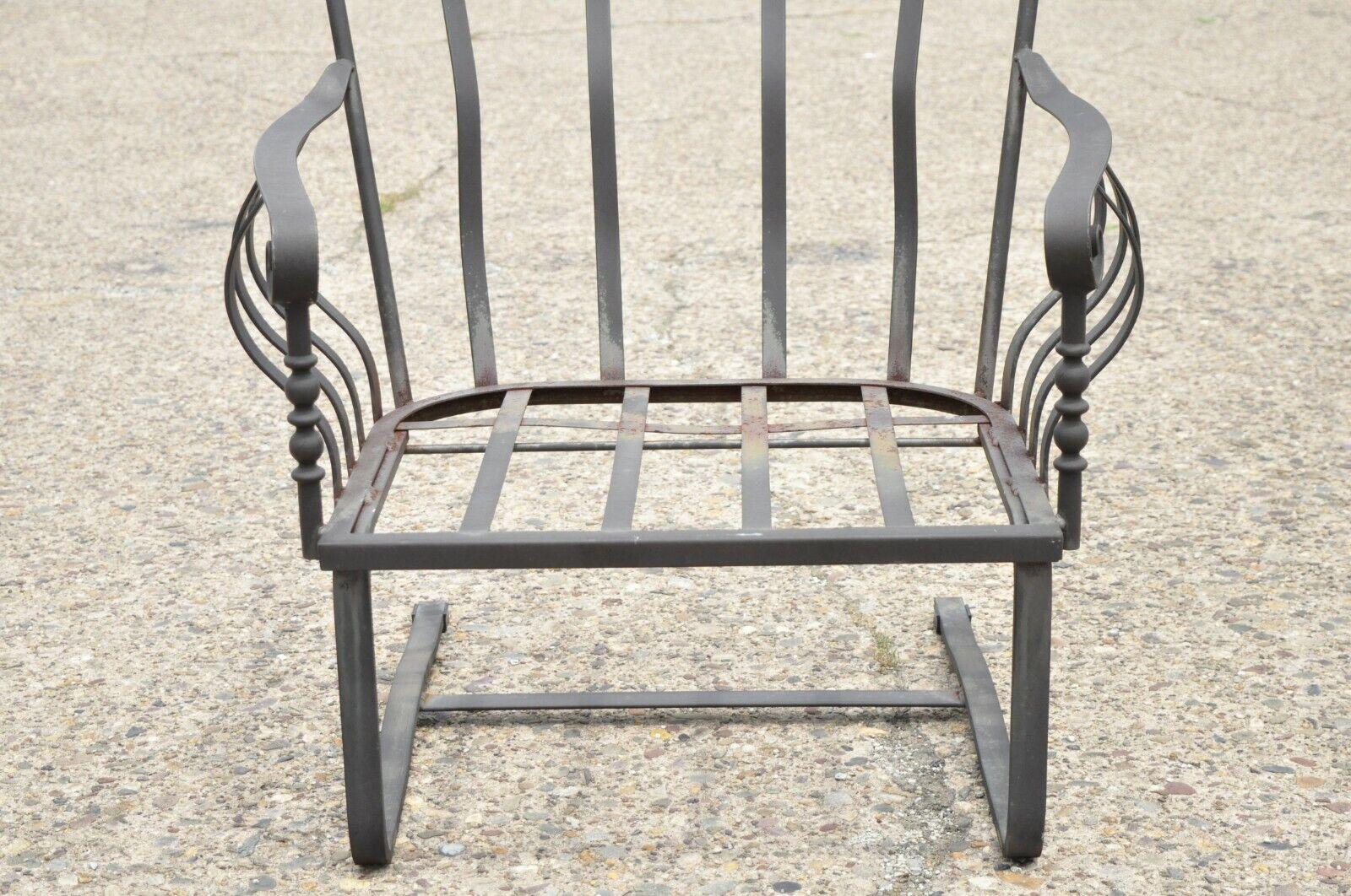 Meadowcraft Athens Deep Seating Wrought Iron High Back Spring Patio Lounge Chair (Nordamerikanisch) im Angebot