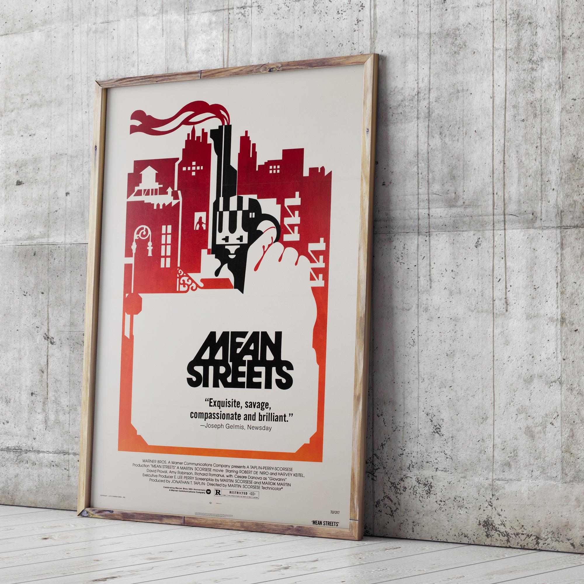 Stunning artwork features on this rare US 1 Sheet film poster for Scorsese's gritty New York crime drama Mean Streets. The best artwork for the title.

This original vintage movie poster has been professionally cleaned, de-acidified and