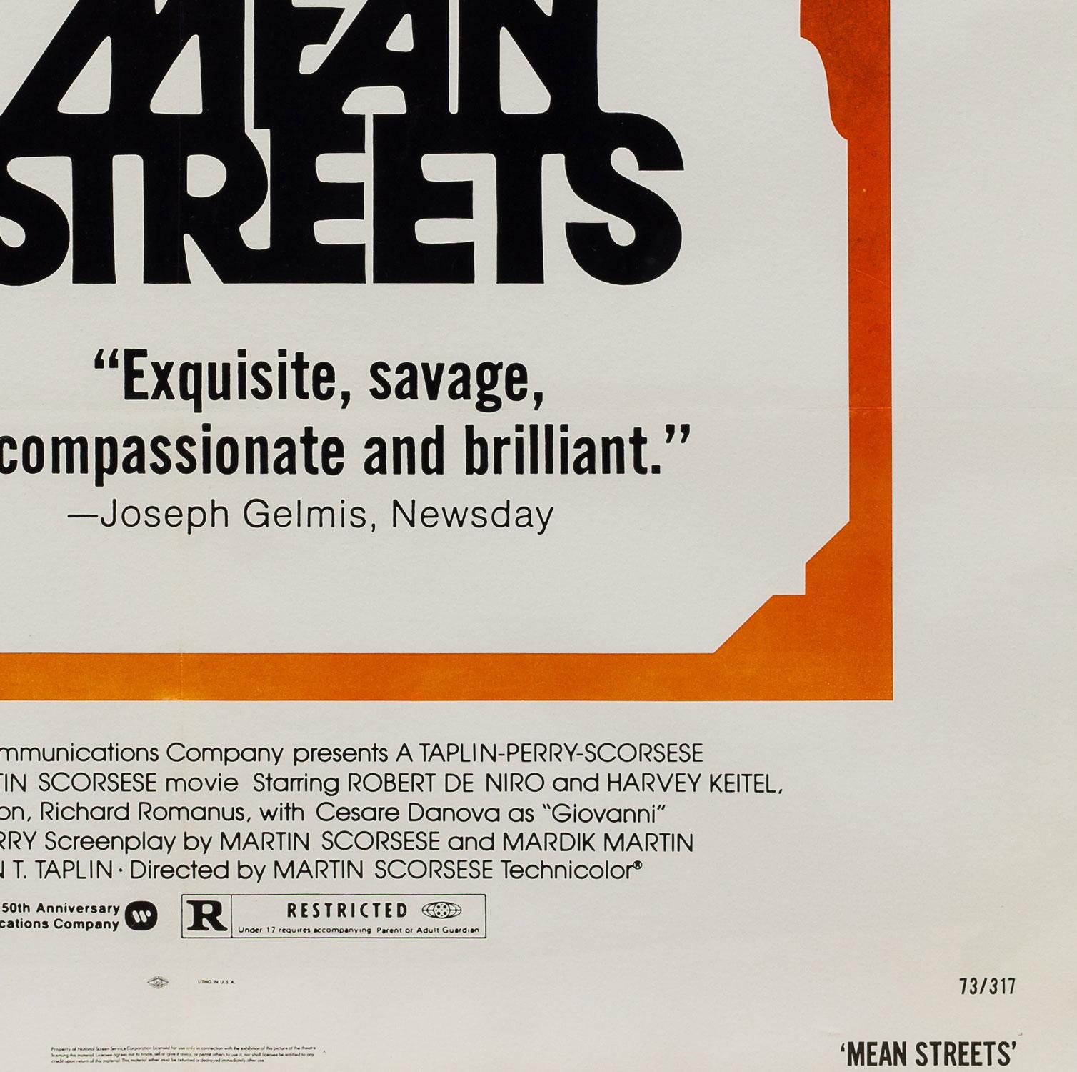 20th Century Mean Streets Original American Film Poster, 1973