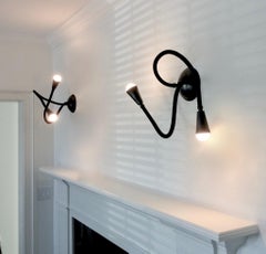 Meander Black Leather Flexible Arm Wall Sconce