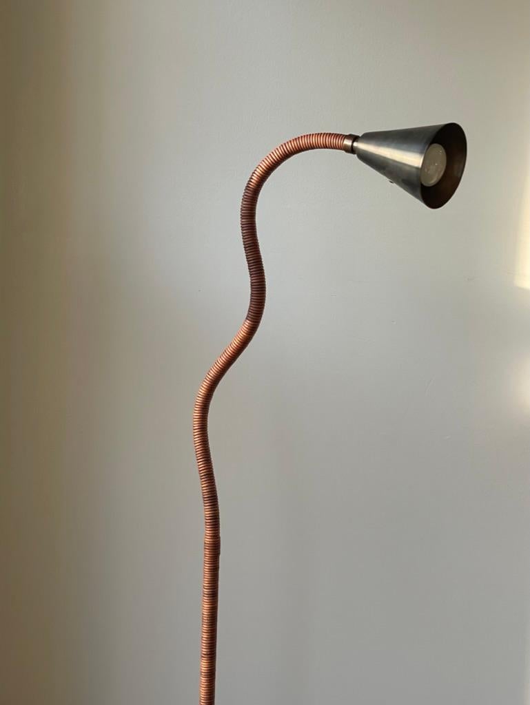 Meander Leather Wrapped Flex Arm Floor Lamp In New Condition For Sale In Pound Ridge, NY