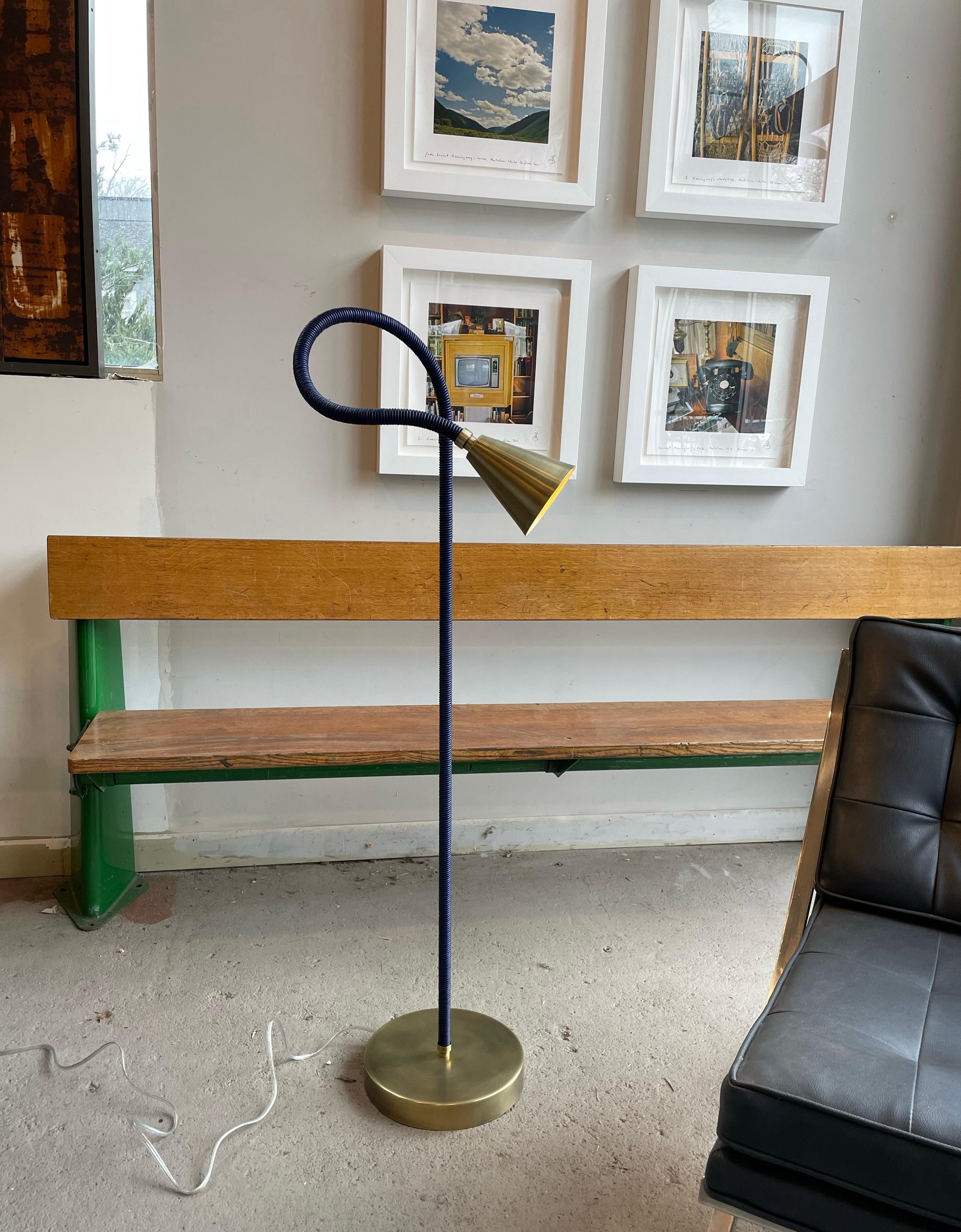 Meander Leather Wrapped Flex Arm Floor Lamp For Sale 1