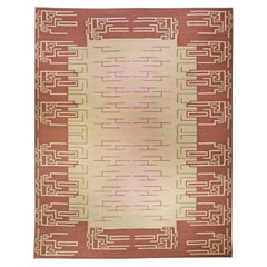 "Meander" Modern Art Deco Geometric Warm Tan Flatweave Rug by Doris Leslie Blau