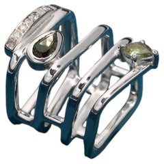 Meander Ring in Sterling Silver 925 with Tourmaline & Zirconia by SAKRA