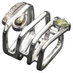 Meander Ring in Sterling Silver 925 with Tourmaline & Zirconia by SAKRA