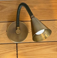 Meander Single Sconce with Leather Wrapped Flexible Arm  - Plug In Version