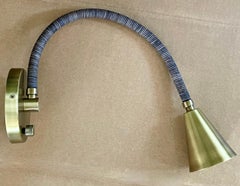 Meander Single Sconce with Longer Leather Wrapped Flex arm