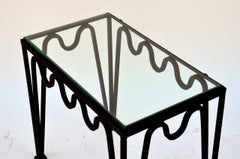 'Méandre' Blackened Steel and Glass End Table by Design Frères