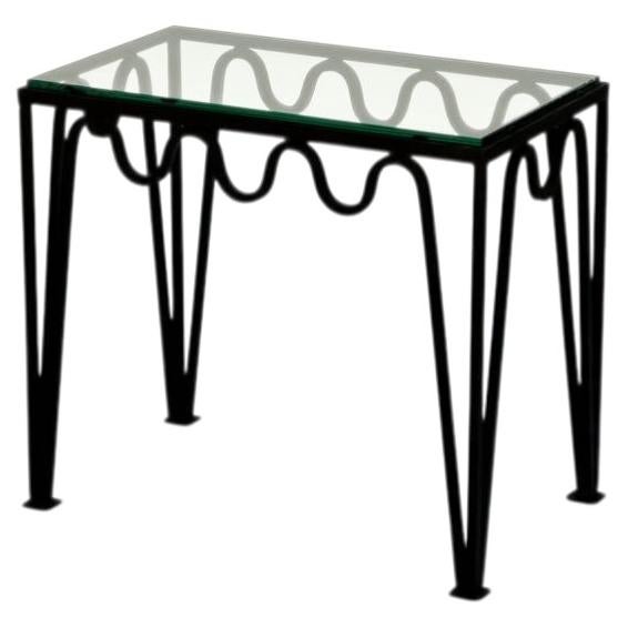 'Méandre' Blackened Steel and Glass End Table by Design Frères For Sale