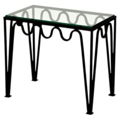 'Méandre' Blackened Steel and Glass End Table by Design Frères