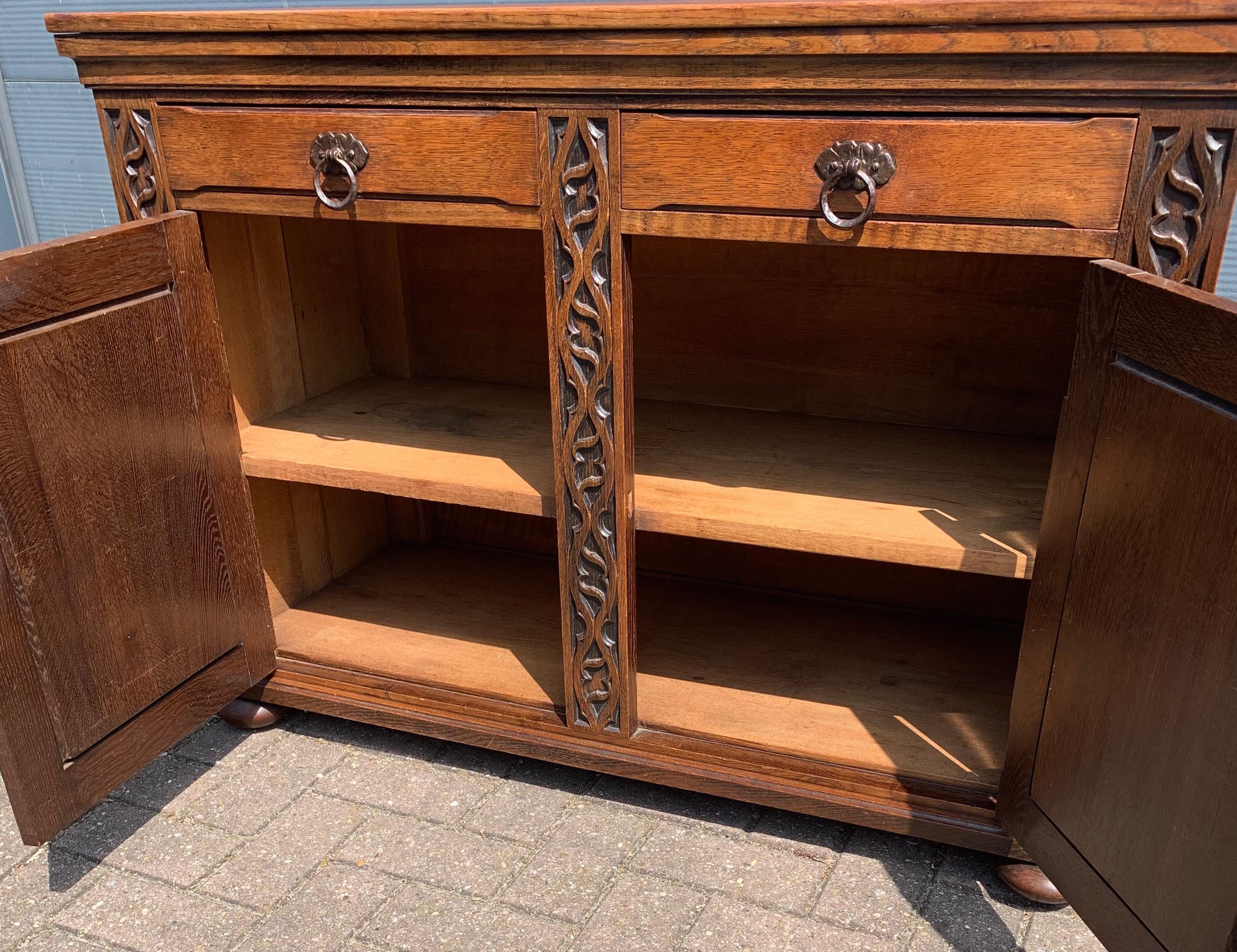 Meaningful Gothic Revival Cabinet / Small Credenza with Praying Nun Sculptures 7