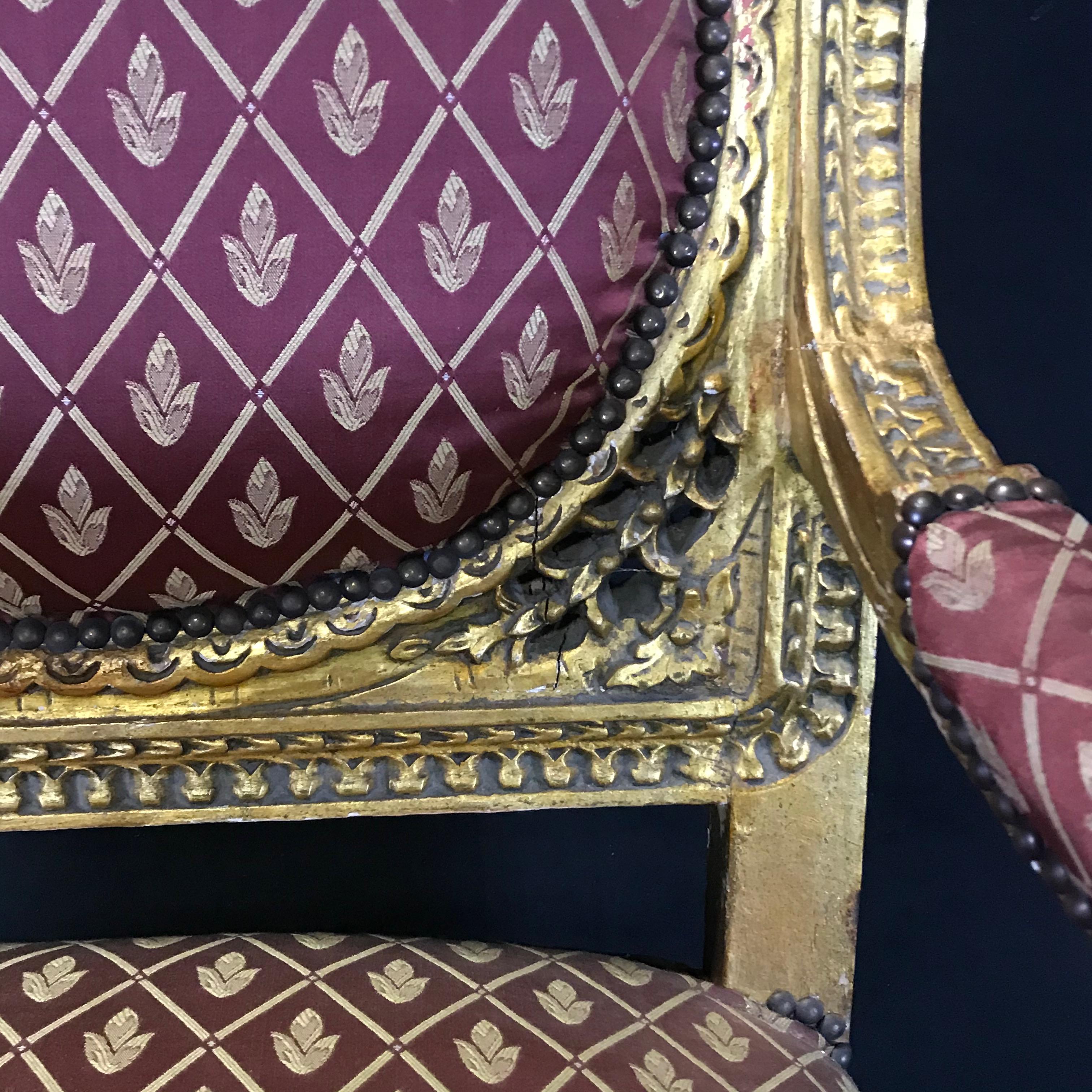 Meant for Royalty French Louis XV Giltwood Armchair For Sale 6
