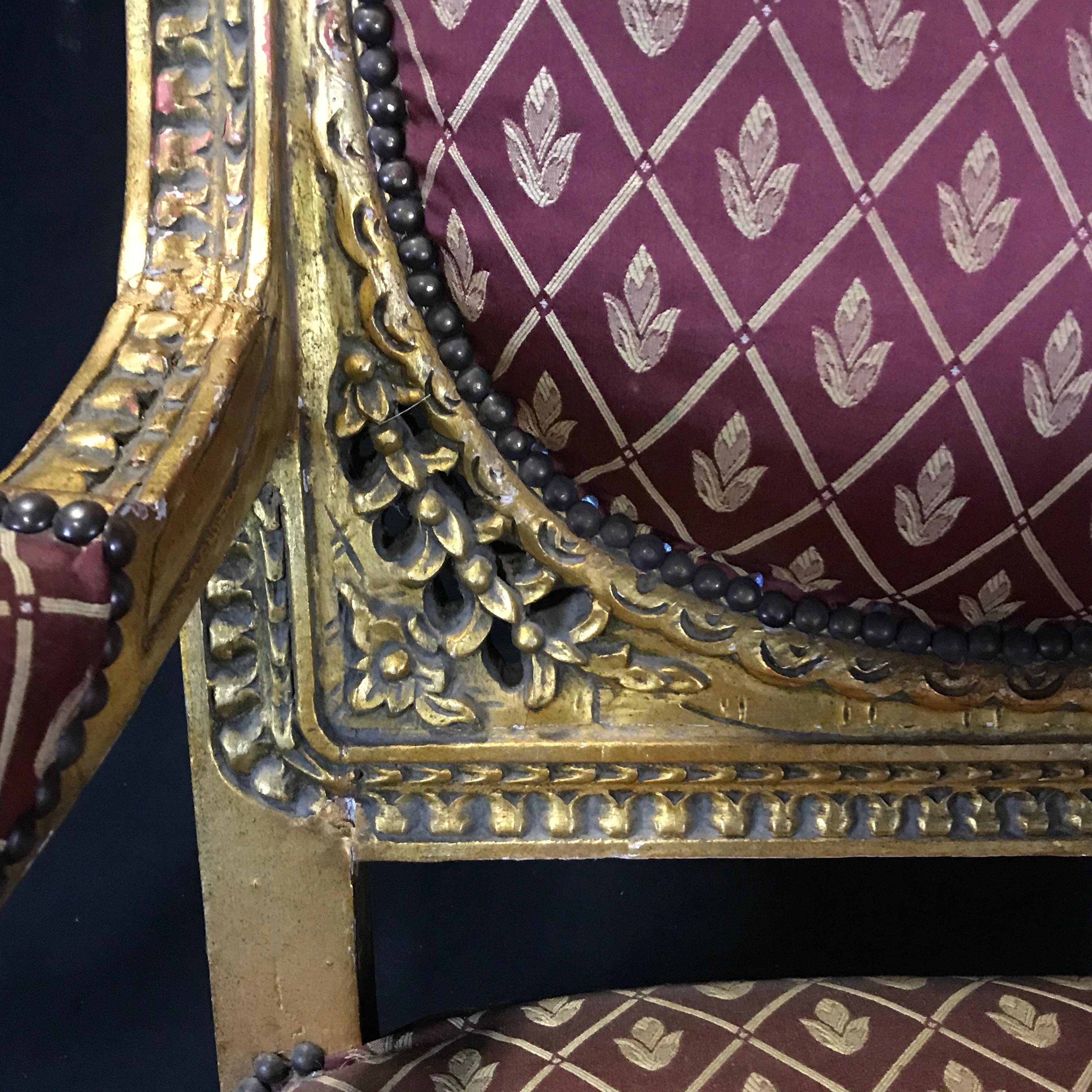 Meant for Royalty French Louis XV Giltwood Armchair For Sale 8