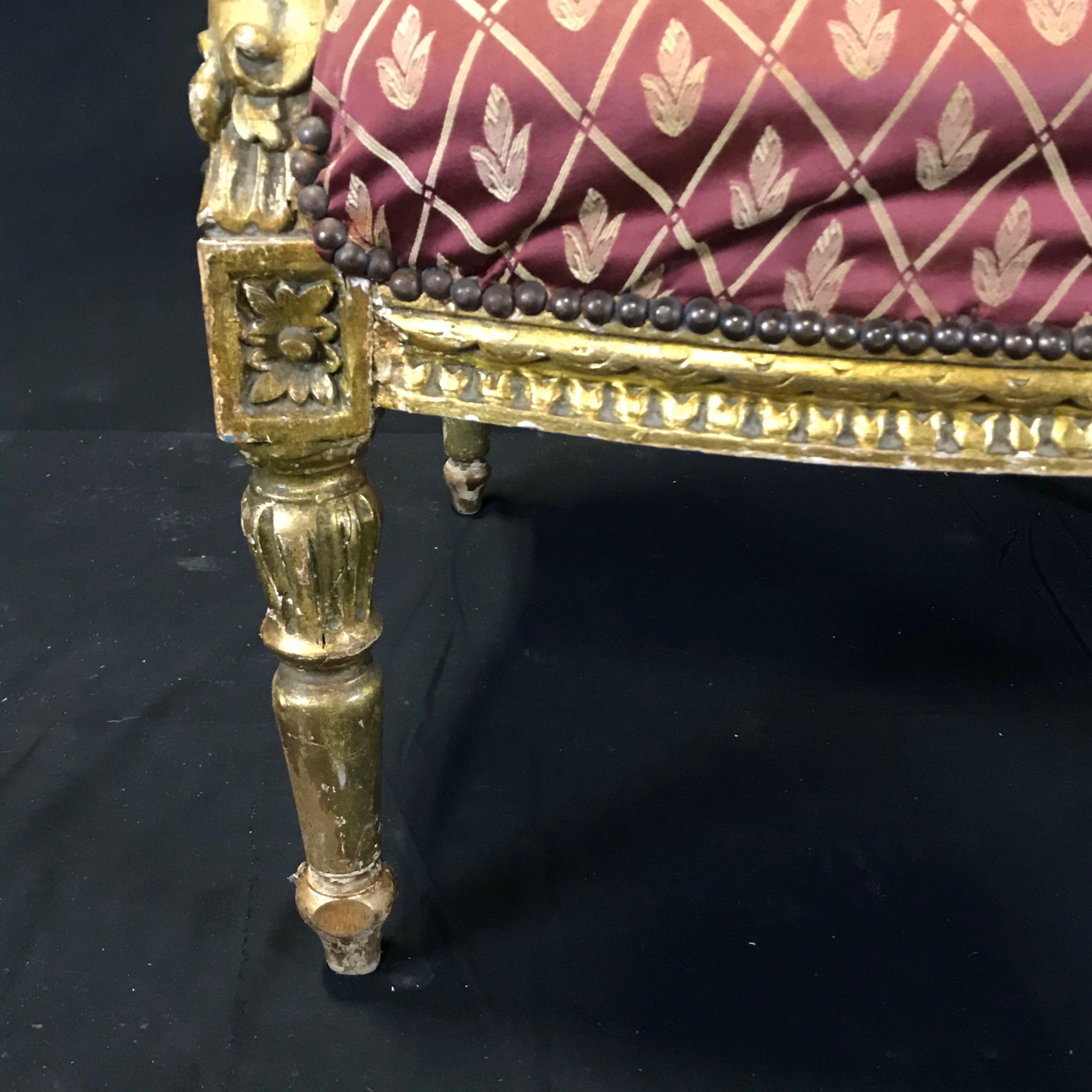 19th Century Meant for Royalty French Louis XV Giltwood Armchair For Sale