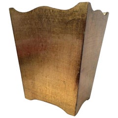 Measure Gold Leafed Wood Waste Basket