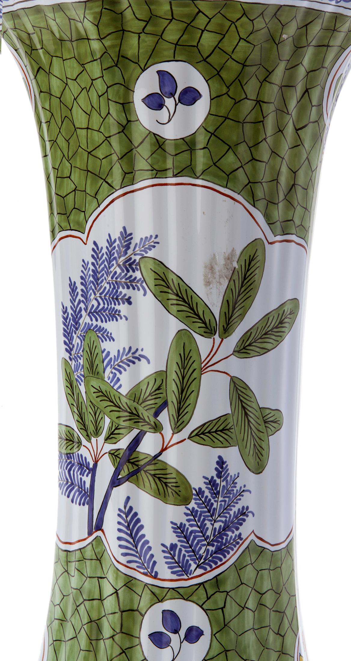 Hand Painted French Favrile Ceramic Vase for Tiffany & Co In Good Condition For Sale In Malibu, CA