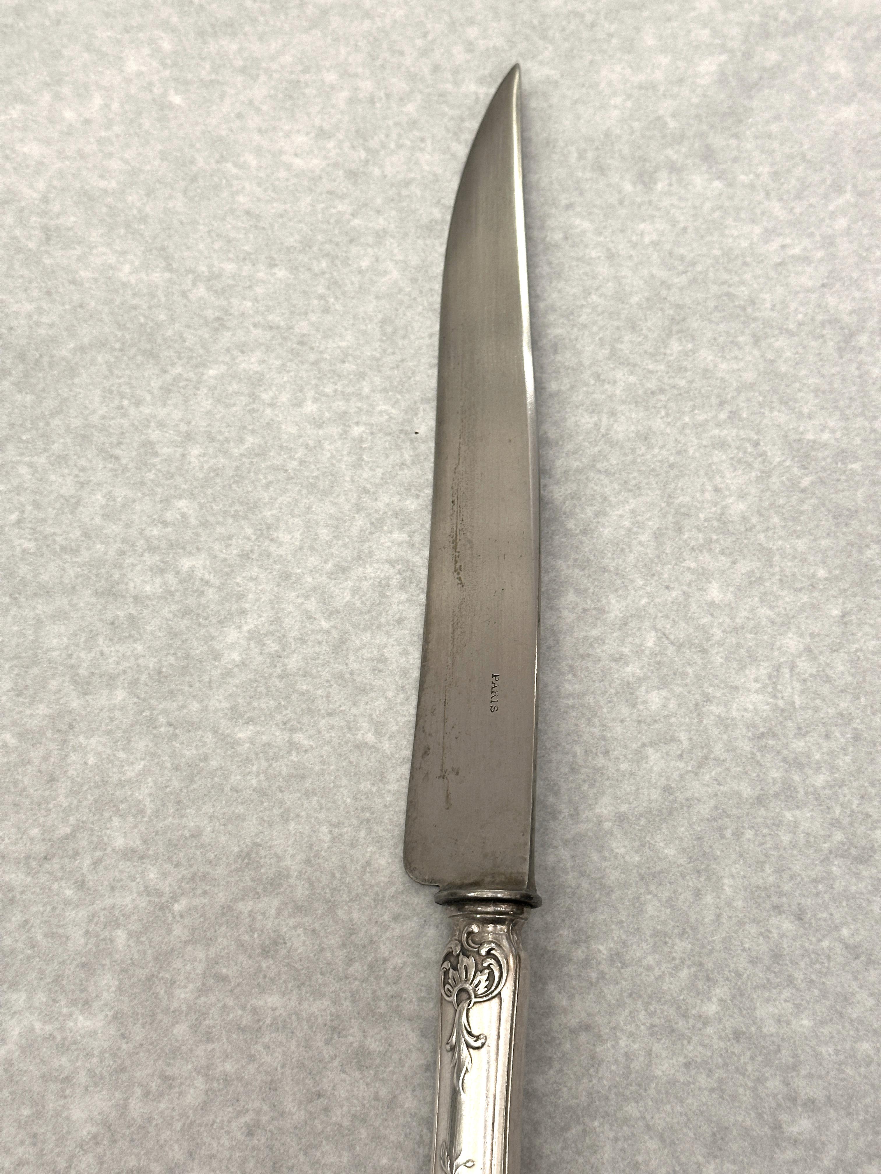 20th Century Meat carving service set from 1900, 3 pieces silver, Paris For Sale