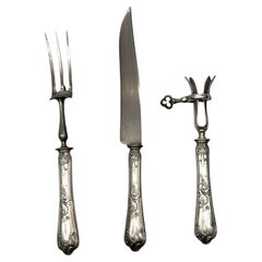 Meat carving service set from 1900, 3 pieces silver, Paris