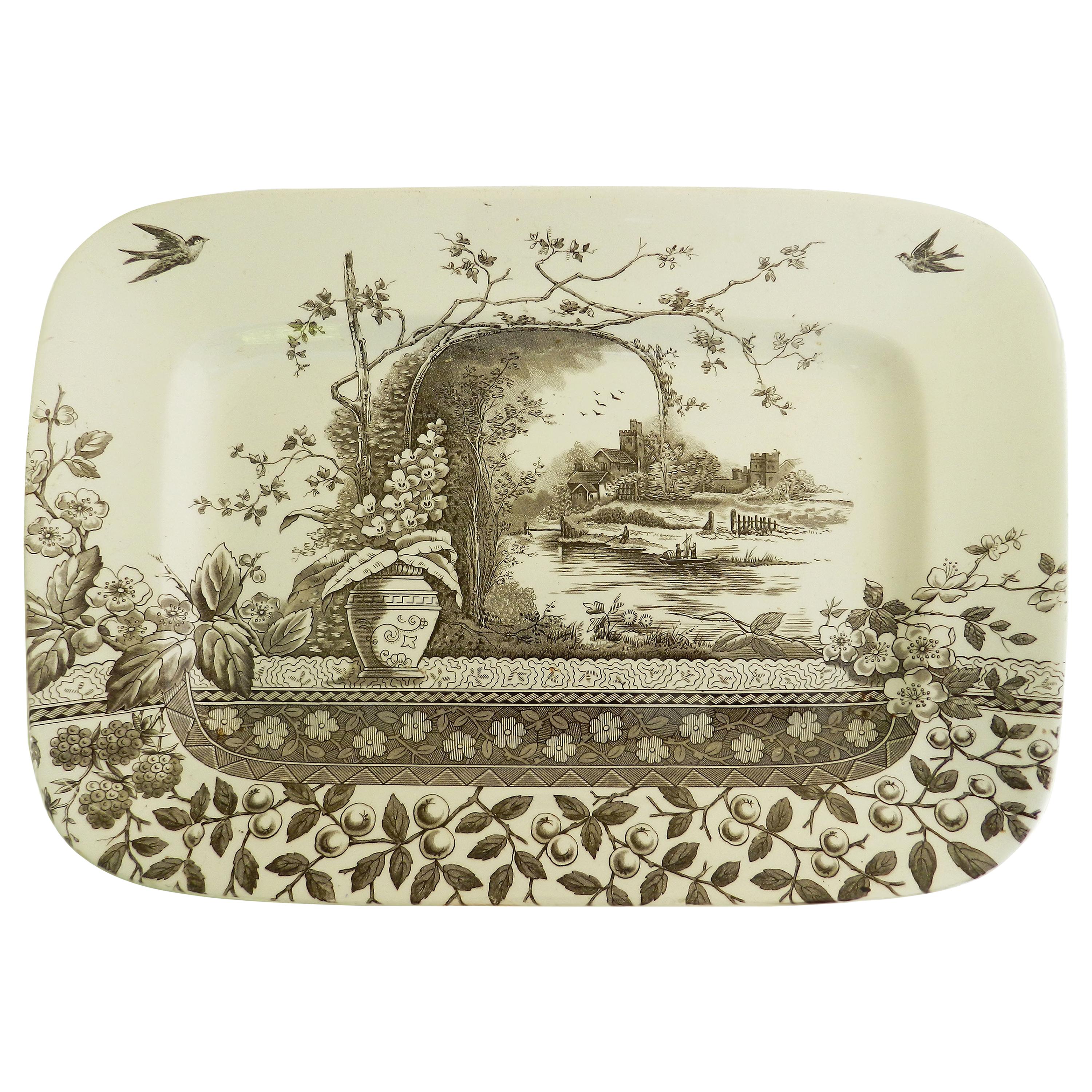 Meat Plate English Chinoiserie, circa 1910 For Sale