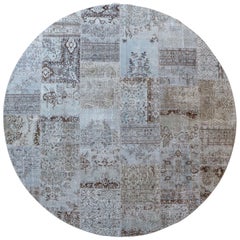 21ème siècle Vintage Round Patchwork Wool Cotton Rug by Deanna Comellini Ø300cm