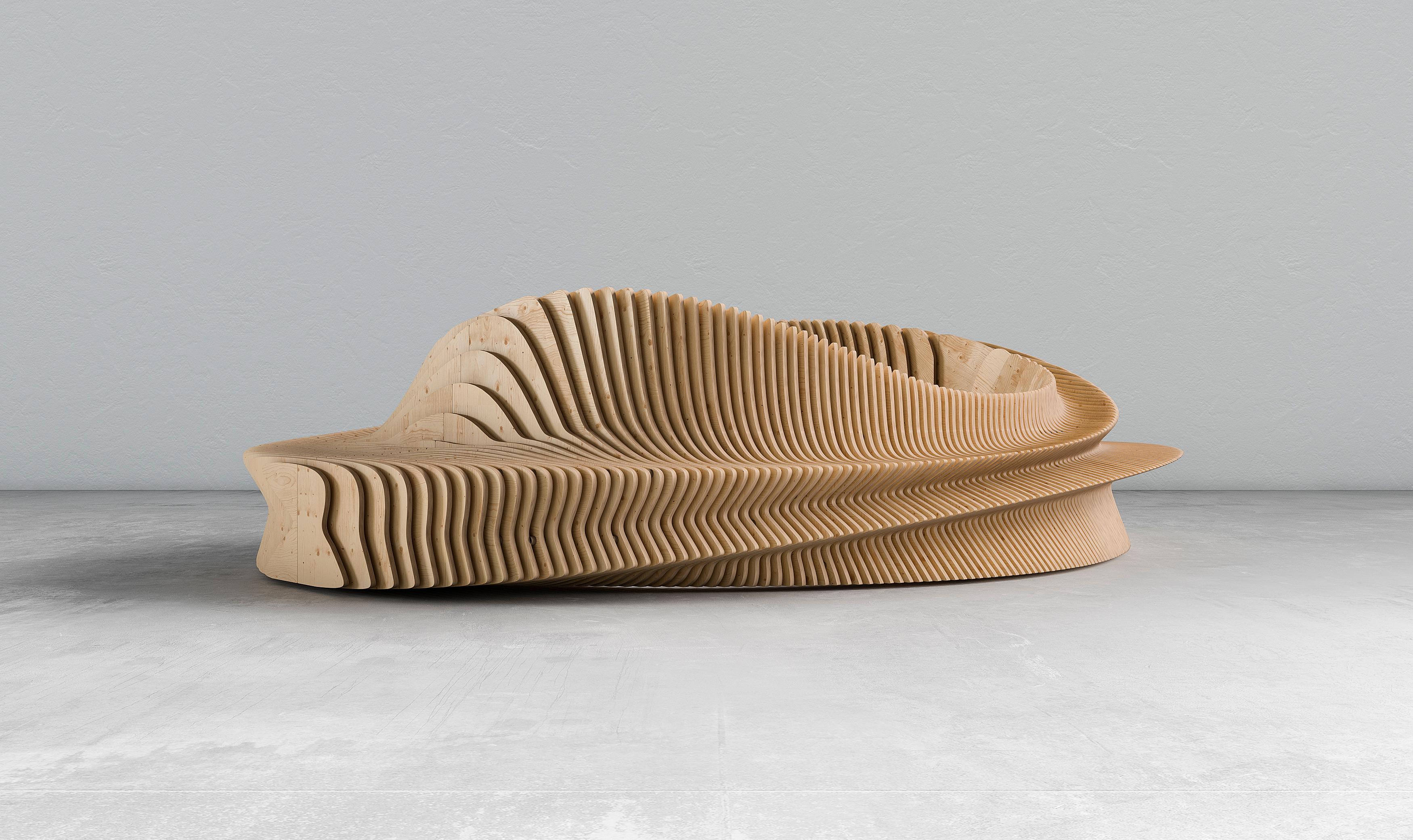 Un banc sculptural inspiré de Möbius qui allie harmonieusement l'art et la fonctionnalité. Sa forme continue et fluide permet de s'asseoir de tous les côtés, ce qui en fait une pièce maîtresse idéale pour les espaces publics, les bureaux, les hôtels
