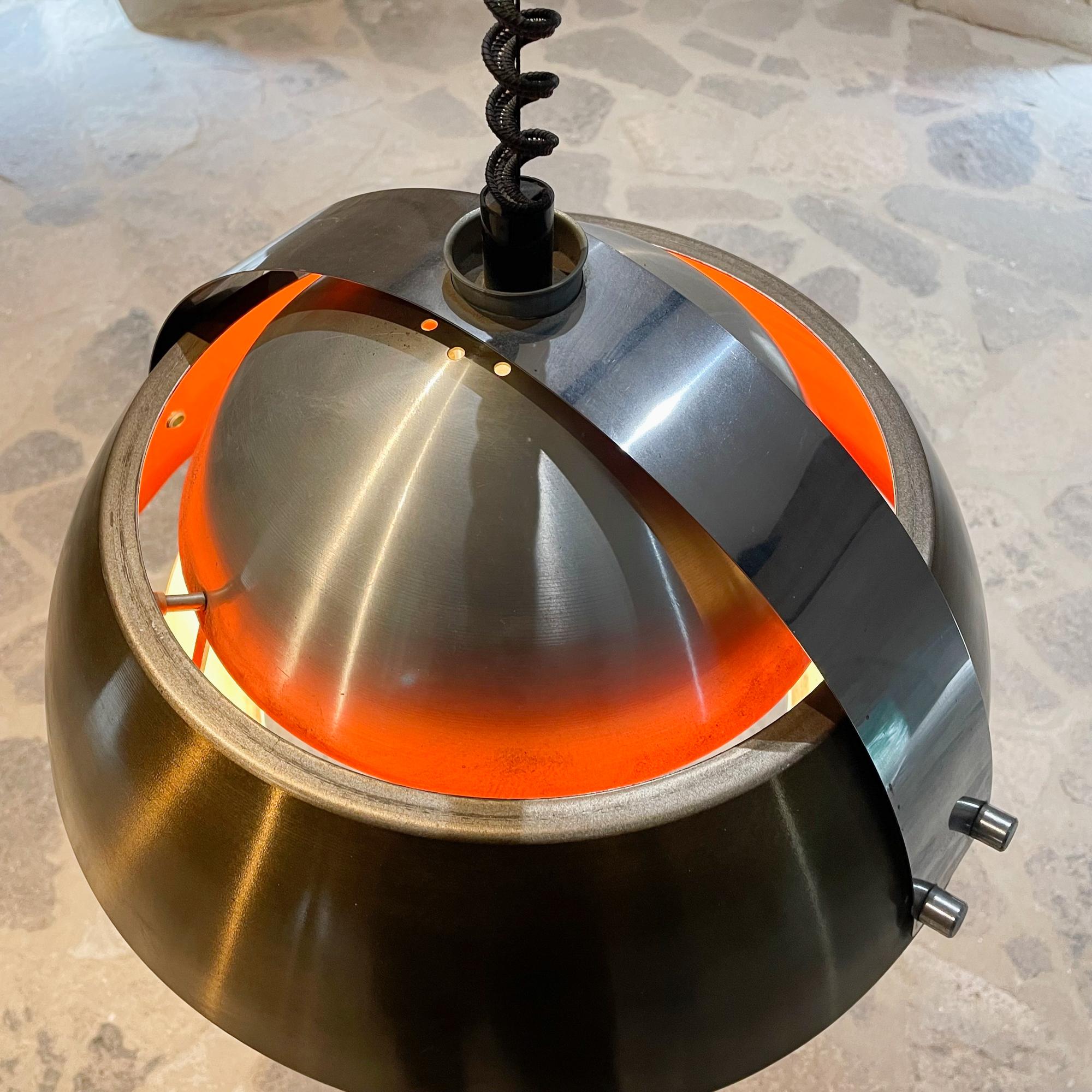 Meblo Guzzini Space Age Lamp Pendant in Brown Orange & Chrome Layers Italy 1970s 4