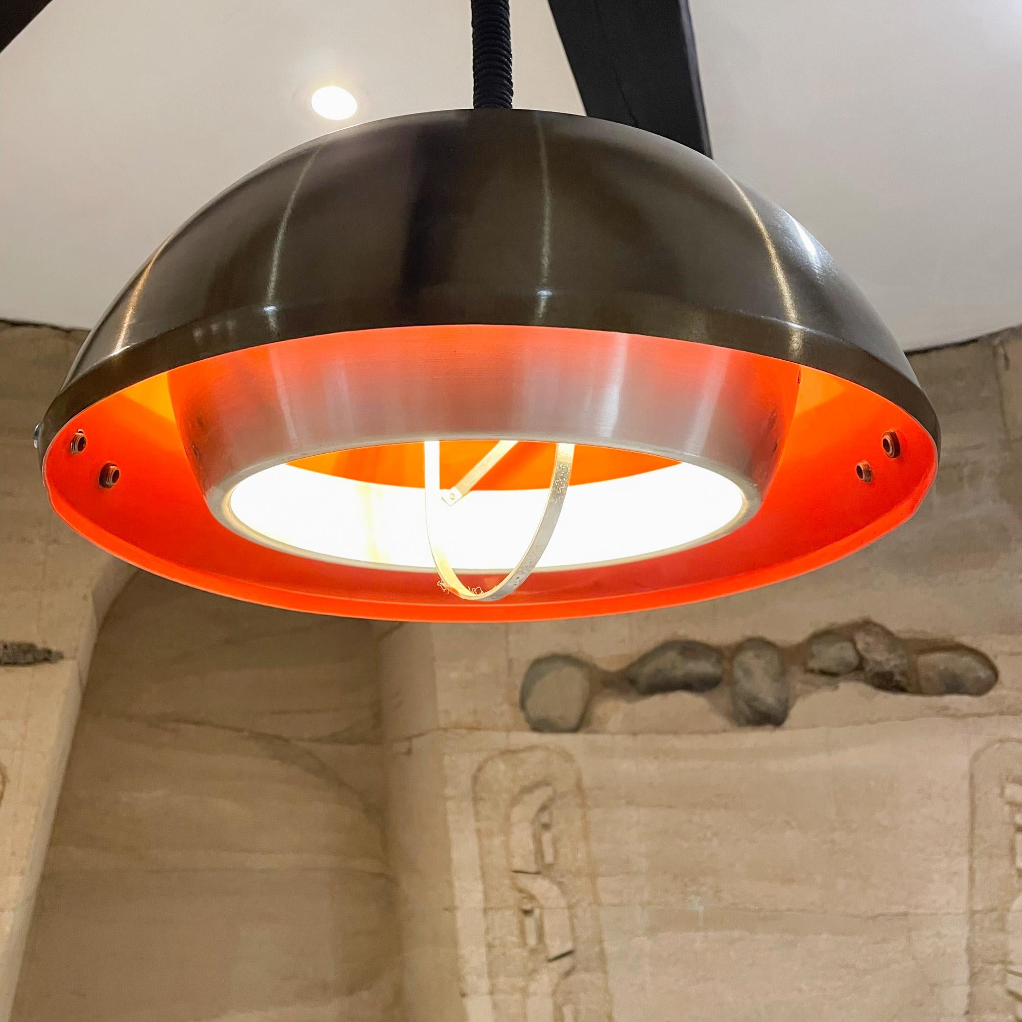 Mid-Century Modern Meblo Guzzini Space Age Lamp Pendant in Brown Orange & Chrome Layers Italy 1970s