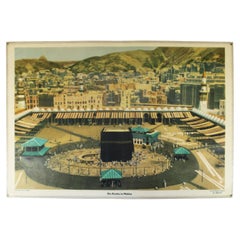 Mappa murale della Mecca Kaaba Arabia Saudita islamica di der Neue Schulmann Germania anni '50