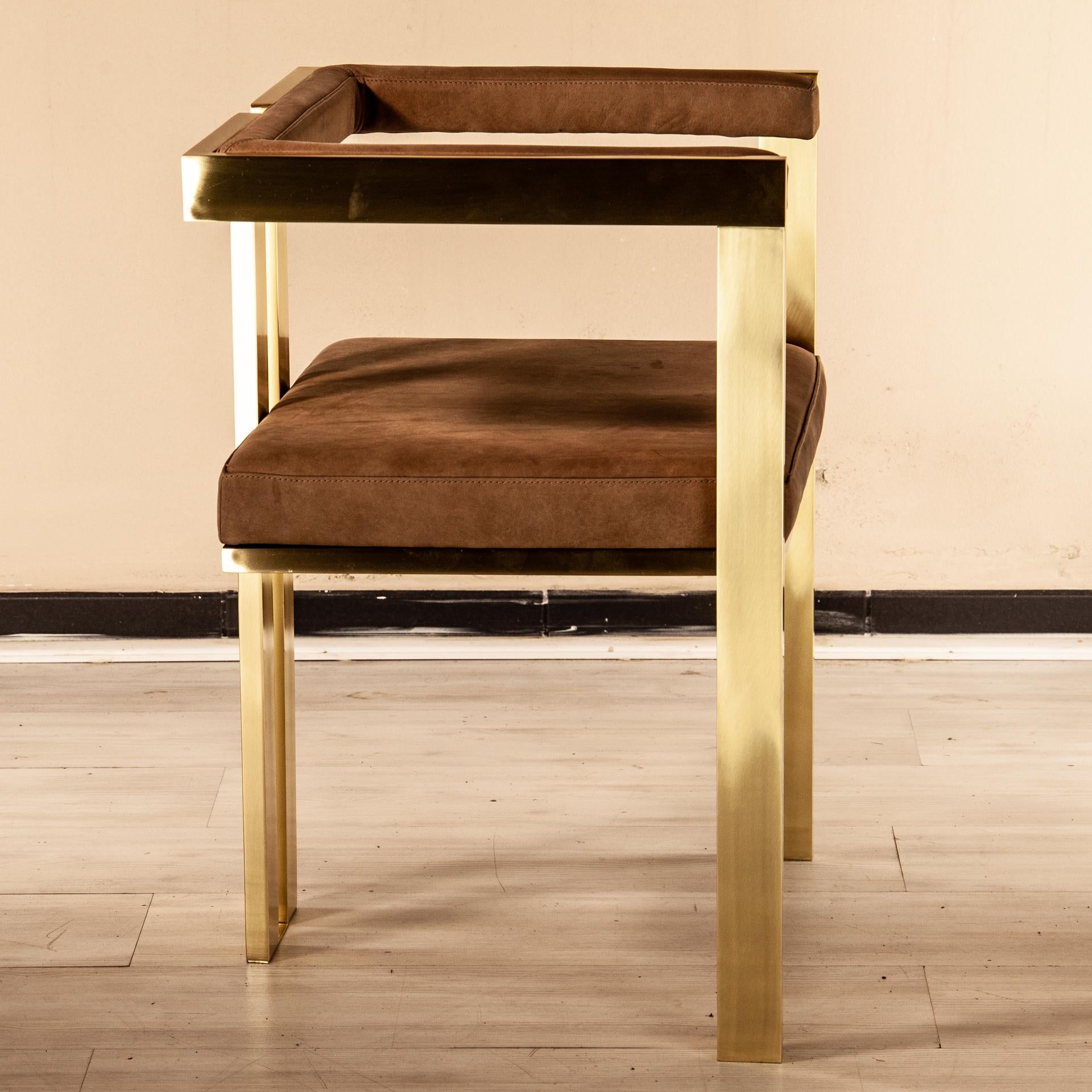 Meccano Armchair, Solid Brass Frame, Luxury Manufacturing by Selezioni Domus For Sale 4