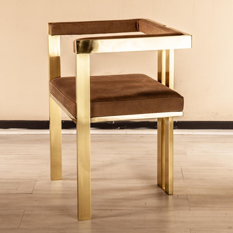 Meccano Armchair, Solid Brass Frame, Luxury Manufacturing by Selezioni