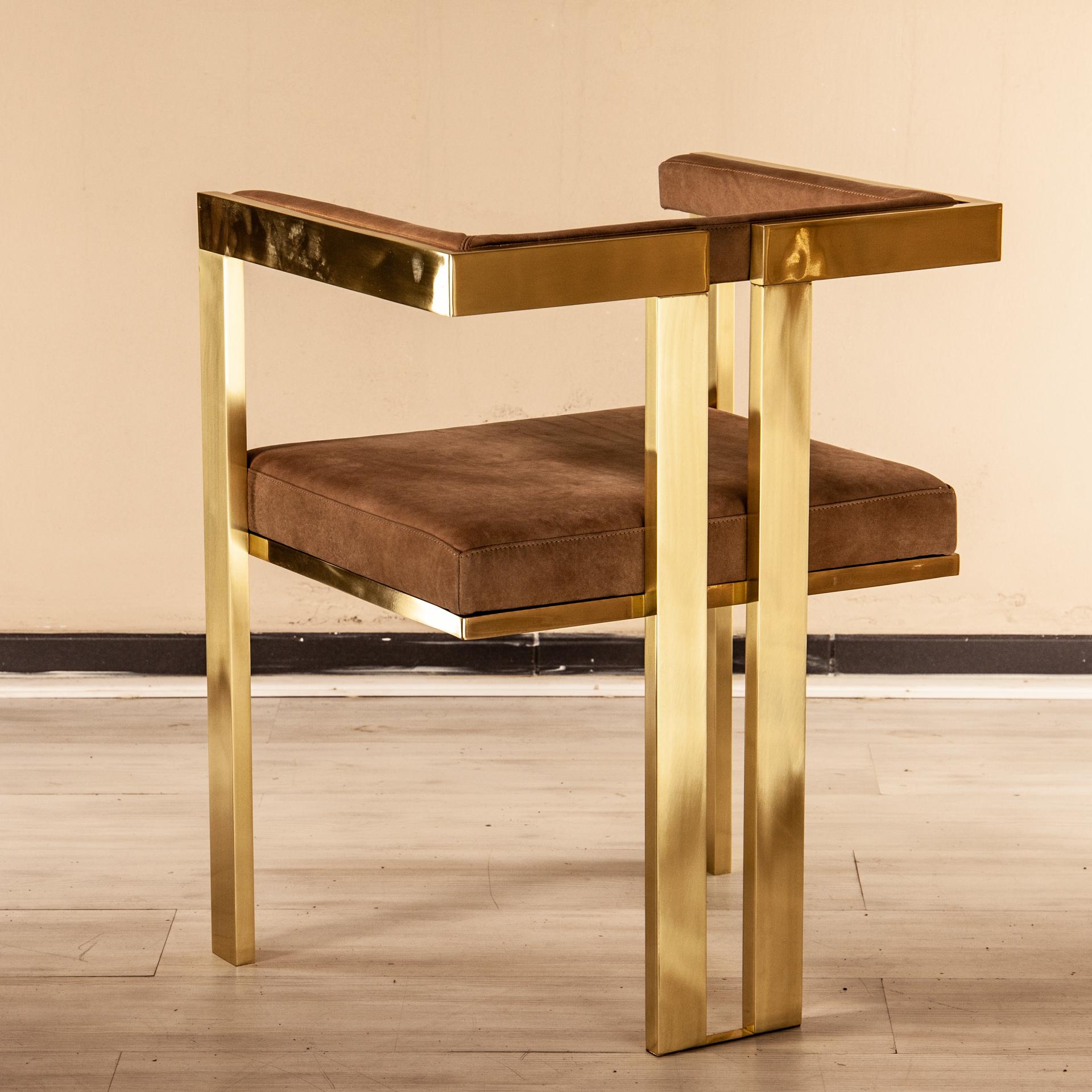 Contemporary Meccano Armchair, Solid Brass Frame, Luxury Manufacturing by Selezioni Domus For Sale