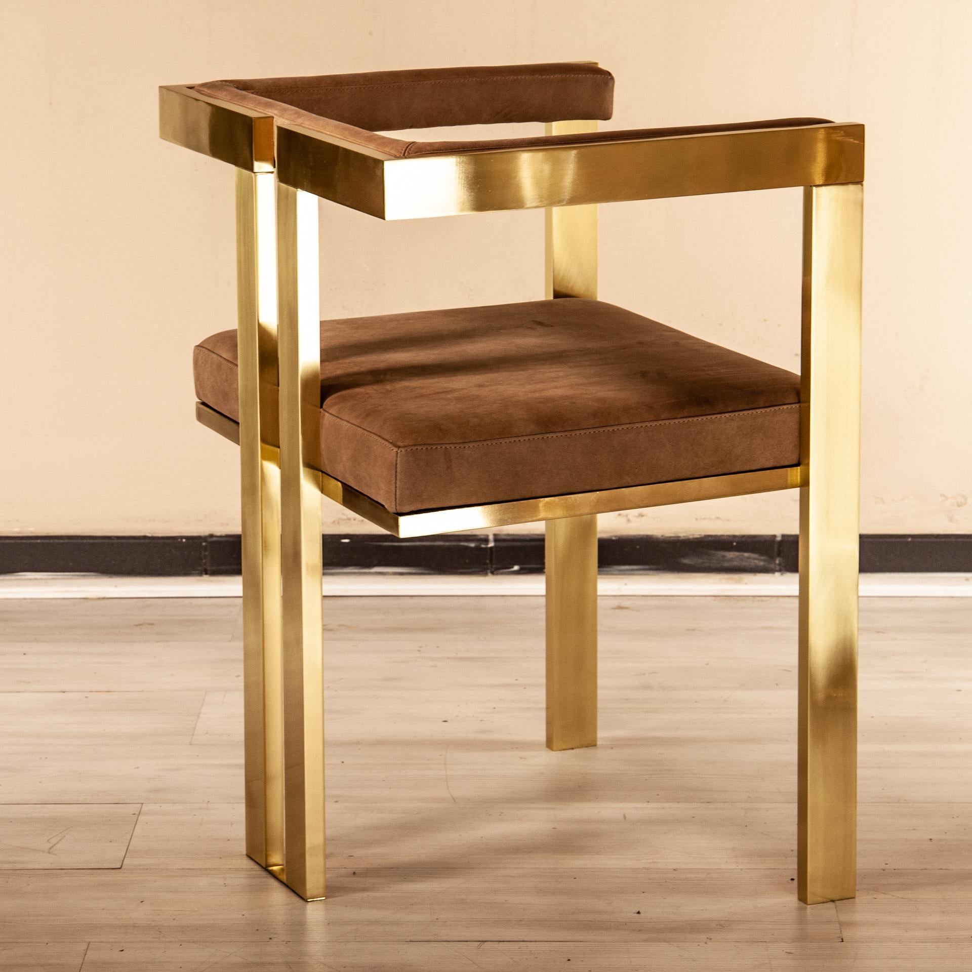 Meccano Armchair, Solid Brass Frame, Luxury Manufacturing by Selezioni Domus For Sale 3
