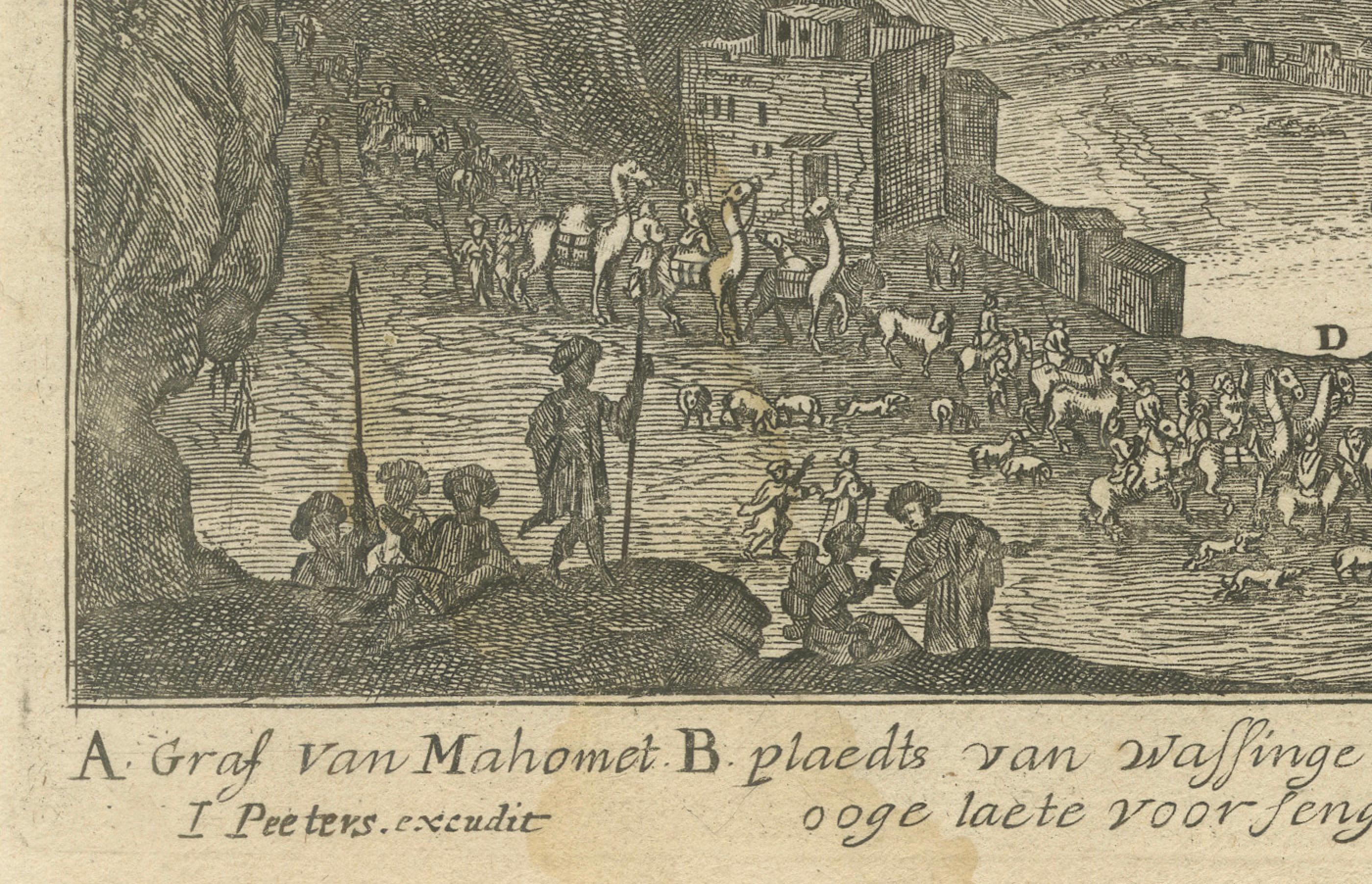 Mecha in Arabia - Kupferstich von Gaspar Bouttats nach Jan Peeters, Antwerpen, 1680 (Graviert) im Angebot