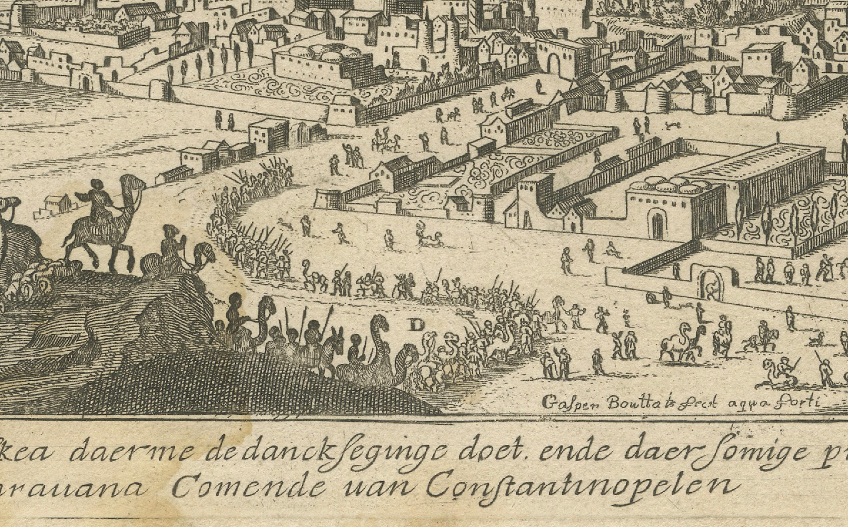 Mecha in Arabia - Kupferstich von Gaspar Bouttats nach Jan Peeters, Antwerpen, 1680 im Zustand „Relativ gut“ im Angebot in Langweer, NL