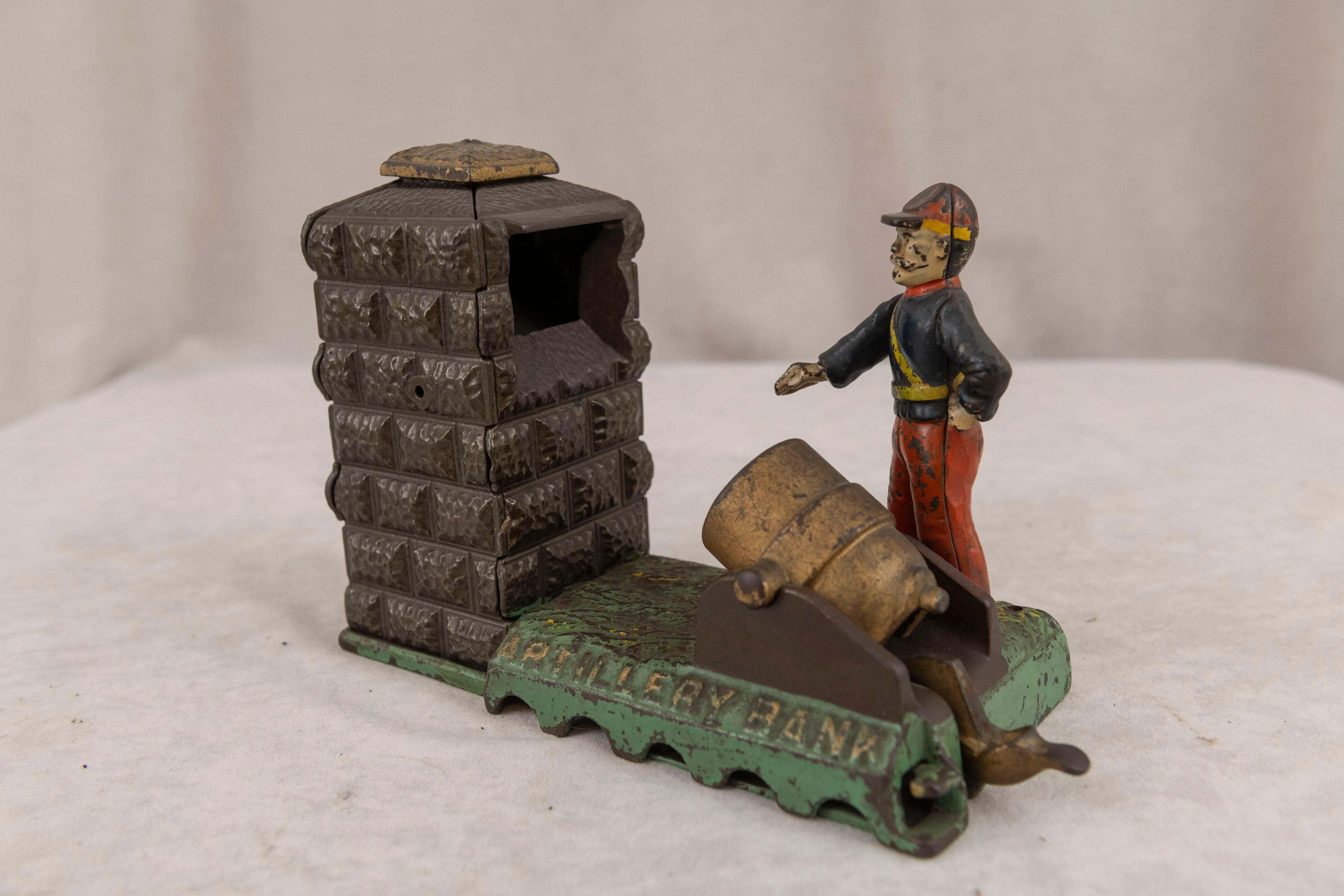Banque d'artillerie mécanique de J & E. Stevens, vers 1890, entièrement d'origine Bon état - En vente à Petaluma, CA
